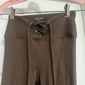 U.O. Year Of Ours Brown Ribbed Lace-Up Leggings NEW NO TAGS